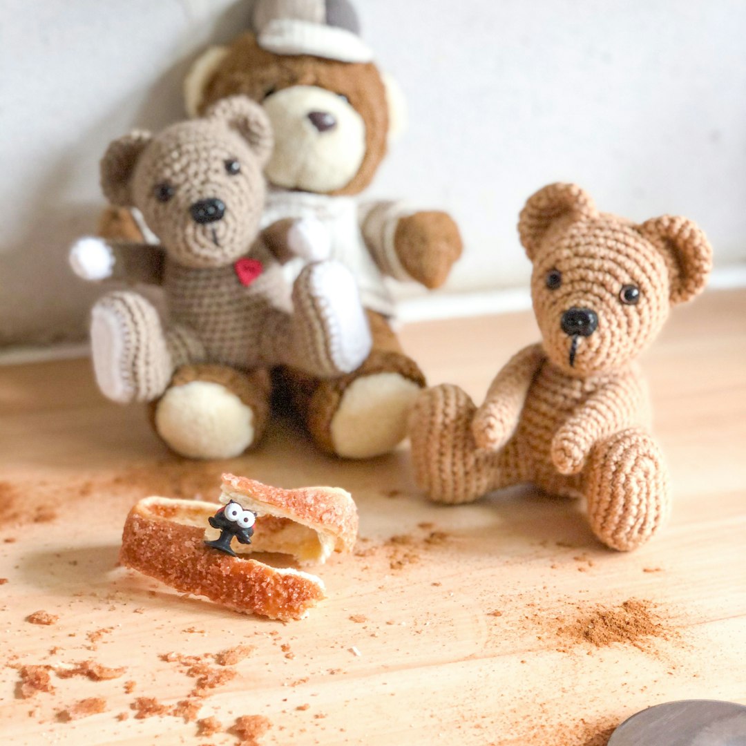 Handmade crochet amigurumi teddy bear stuffed toy