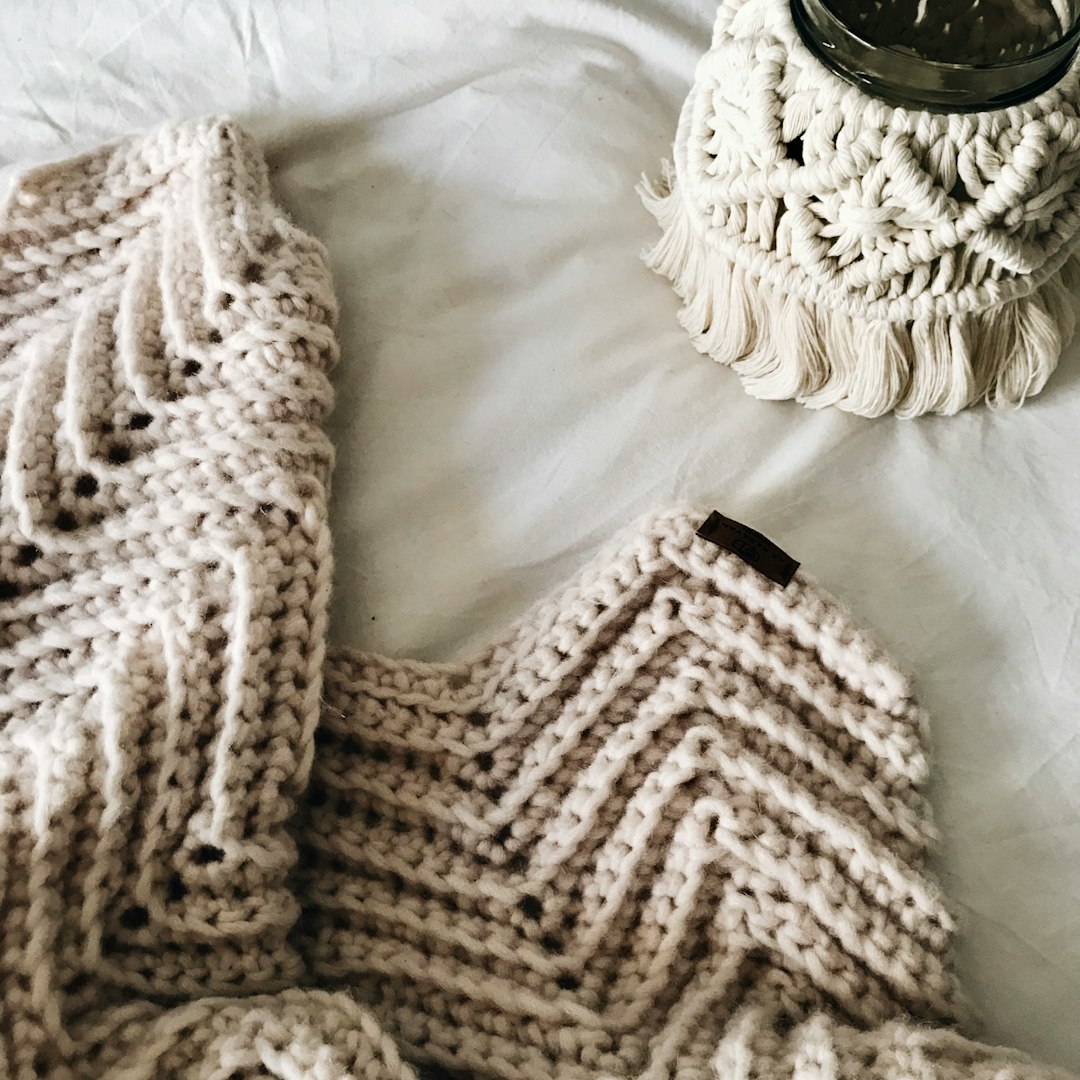 Handmade wool crochet scarf in warm earth tones